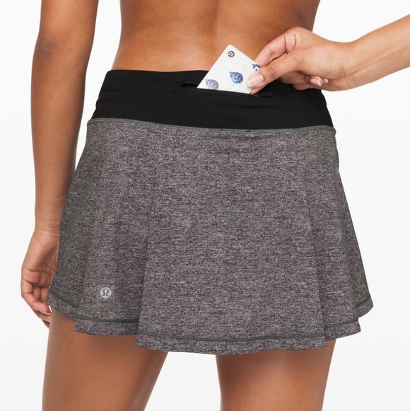 Lululemon Pace Rival Skirt No Panels 13" Heather Gray Lux Multi Black Sz 4 - Picture 3 of 13